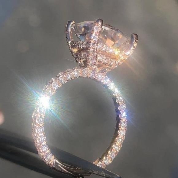 6CT 18K ROSE GOLD HUGE MORGANITE DIAMOND RING - Picture 3 of 4